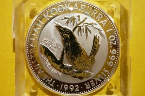 1$ AUSTRALIA 1992 PTAK KOOKABURRA ZIMORODEK Ag 999 Oz