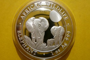 100 SHILL SOMALIA 2014 SŁOŃ PROOF SREBRO 999 UNCJA