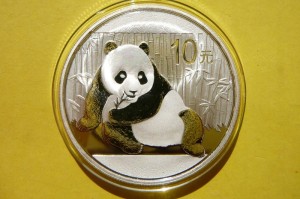 10 YUAN CHINY 2015 PANDA WIELKA SREBRO 999 UNCJA