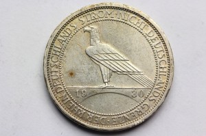 3 REICHSMARK WEIMAR 1930-J- ORZEŁ NADRENIA STROM