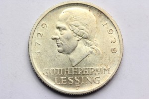 3 REICHSMARK WEIMAR 1929-F- GOTTHOLD LESSING STAN!