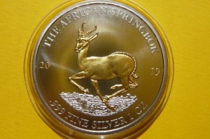 1000 FR GABON 2019 AFRICAN SPRINGBOK Ag/Au 999 Oz