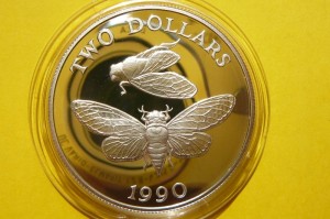 2$ BERMUDY 1990 - OWAD CYKADY SREBRO 925 RZADKA