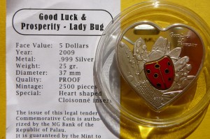5$ PALAU 2009 BIEDRONKA SYMBOL SZCZĘŚCIA RZADKA