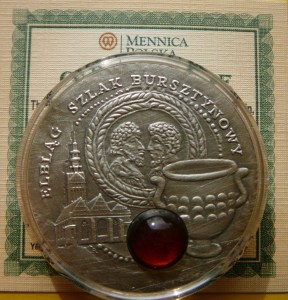 1$ NIUE 2009 ELBLĄG SZLAK BURSZTYNOWY Ag 925 +CER