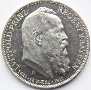 3 MARKI KAISERREICH BAWARIA 1911 LUITPOLD PROOF