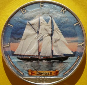1$ USA 2021 LIBERTY ŻAGLOWIEC BLUENOSE II WIEK ŻAGLI
