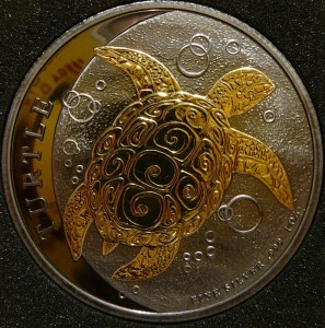 2$ NIUE 2015 ŻÓŁW SZYLKRETOWY Ag/Au Oz RUTHEN +CER