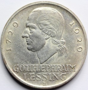 5 REICHSMARK WEIMAR 1929 E GOTTHOLD LESSING RZADKA Nr.3