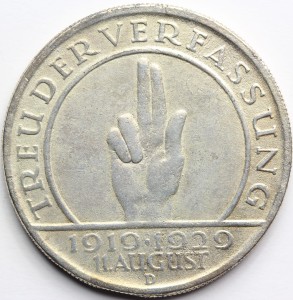 5 MAREK WEIMAR 1929 D HINDENBURG KONSTYTUCJA Nr.2