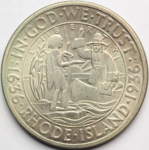 1/2$ USA 1936 D 300 ROCZNICA RHODE ISLAND RZADKA STAN 1
