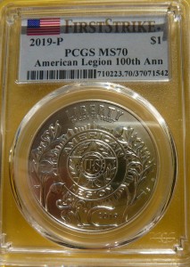 1$ USA 2019 P LEGION AMERYKAŃSKI MATT RARYTAS PCGS MS70