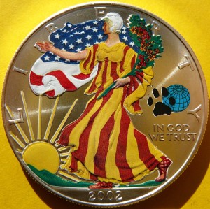 1$ USA 2002 BOGINI LIBERTY ŚWIATOWY DZIEŃ ZWIERZĄT KOLOR