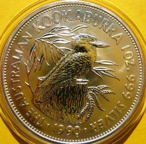 5$ AUSTRALIA 1990 PTAK KOOKABURRA SREBRO 999 UNCJA