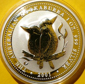 1$ AUSTRALIA 2001 PTAK KOOKABURRA CZYSTE SREBRO 999 UNCJA