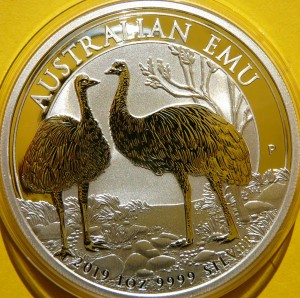 1$ AUSTRALIA 2019 STRUŚ EMU SREBRO 999 UNCJA