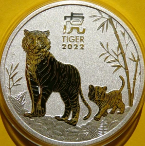 1$ AUSTRALIA 2022 ROK TYGRYSA LUNAR SREBRO 999 Oz