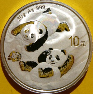 10 YUAN CHINY 2022 PANDA WIELKA SREBRO 999 UNC