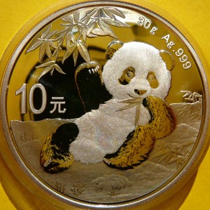 10 YUAN CHINY 2020 PANDA WIELKA SREBRO 999 RARYTAS