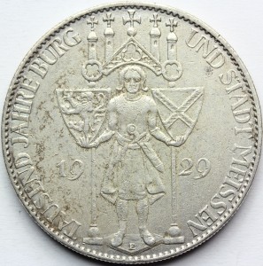 5 REICHSMARK WEIMAR 1929 E - 1000 LAT MIŚNI Nr.9