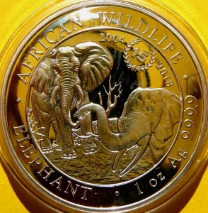 100 SHILL SOMALIA 2018 SŁOŃ AFRYKAŃSKI PRIVY 15 LAT Ag Oz