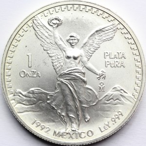 ONZA PLATA PURA MEKSYK 1992 LIBERTAD BOGINI Ag Oz