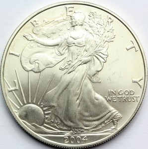 1$ USA 2004 EAGLE ORZEŁ BOGINI WOLNOŚCI LIBERTY Ag Oz