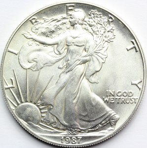 1$ USA 1987 EAGLE ORZEŁ BOGINI WOLNOŚCI LIBERTY Ag Oz