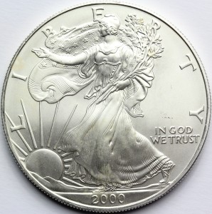 1$ USA 2000 EAGLE ORZEŁ BOGINI WOLNOŚCI LIBERTY Ag Oz