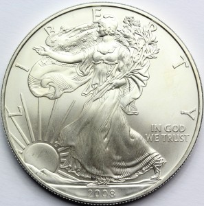 1$ USA 2008 EAGLE ORZEŁ BOGINI WOLNOŚCI LIBERTY Ag Oz