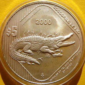 5 PESOS MEKSYK 2000 KROKODYL ZAGROŻONE GATUNKI