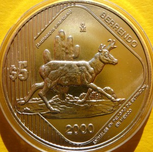 5 PESOS MEKSYK 2000 WIDŁORÓG AMERYKAŃSKI ZAGROŻONE GATUNKI