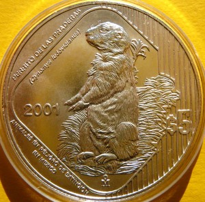 5 PESOS MEKSYK 2001 PIESEK PRERIOWY ZAGROŻONE GATUNKI