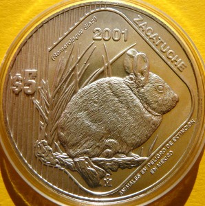 5 PESOS MEKSYK 2001 KRÓLIK WULKAN ZAGROŻONE GATUNKI