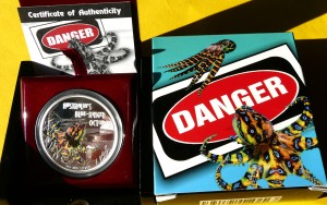 1$ TUVALU 2008 OŚMIORNICA DANGER BLUE-RINGED OCTOPUS