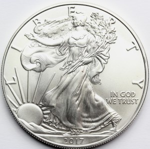 1$ USA 2017 EAGLE ORZEŁ BOGINI WOLNOŚCI LIBERTY Ag Oz 