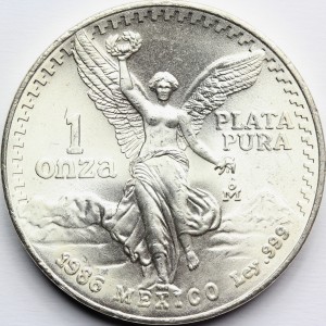 ONZA PLATA PURA MEKSYK 1986 LIBERTAD BOGINI Ag Oz