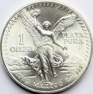 ONZA PLATA PURA MEKSYK 1983 LIBERTAD BOGINI Ag Oz