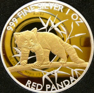 5000 FRANKÓW CZAD 2023 CZERWONA PANDA Ag/Au Oz 