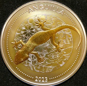 1$ KARAIBY WSCHODNIE 2023 JASZCZURKA ANGUILLA  Ag/Au Oz