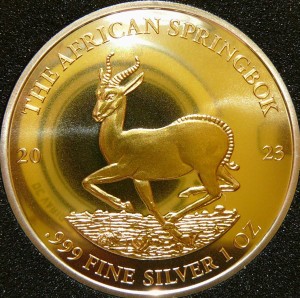 1000 FRANK GABON 2023 ANTYLOPA SPRINGBOK Ag/Au Oz 