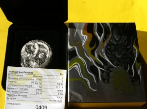 2$ TUVALU 2017 DRAGON SMOK MITYCZNE ZWIERZĘTA RZADKA