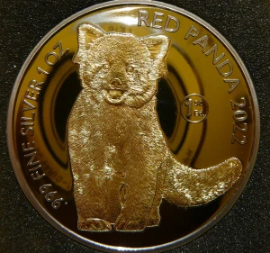 20 FR KONGO 2022 CZERWONA PANDA Ag/Au RUTHEN 