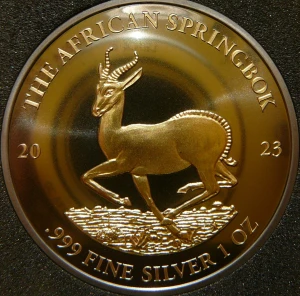 1000 FR GABON 2023 ANTYLOPA SPRINGBOK Ag/Au RUTHEN