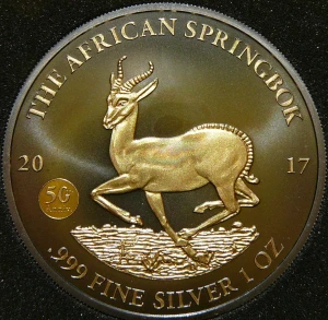 1000 FR GABON 2017 ANTYLOPA SPRINGBOK  Ag/Au RUTHEN PRIVY