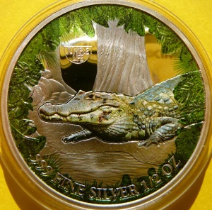 500 FRANK KAMERUN 2021 ALIGATOR KAJMAN ŻYCIE W DŻUNGLI KOLOR Ag 999