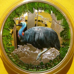 500 FRANK KAMERUN 2021 KAZUARY ŻYCIE W DŻUNGLI KOLOR Ag 999