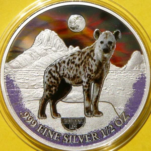 500 FRANK KAMERUN 2022 HIENA ŻYCIE SAWANNY KOLOR Ag 999