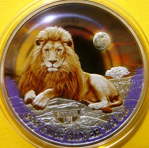 500 FRANK KAMERUN 2022 LEW AFRYKA ŻYCIE SAWANNY KOLOR Ag 999