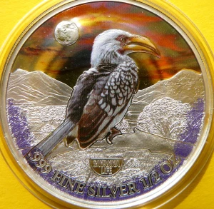 500 FRANK KAMERUN 2022 PTAK TOKO ŻYCIE SAWANNY KOLOR Ag 999